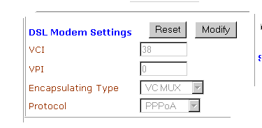 Alcatel modem setup