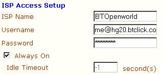 Enter ISP username and password