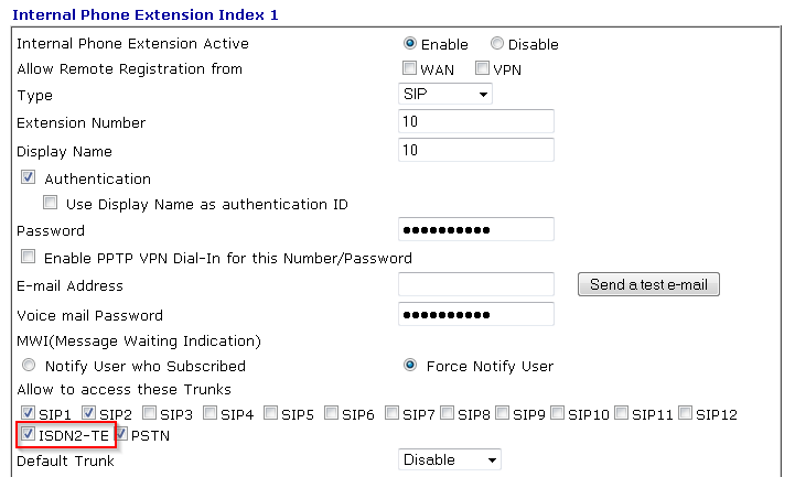 Internal Phone Extension Index 1