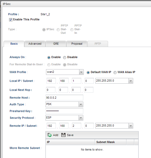 VPN Profile 2 (WAN2)